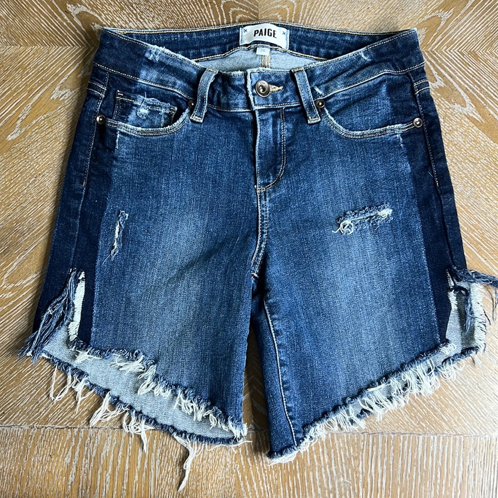 PAIGE Cut-Off Distressed Denim Jean Short 26